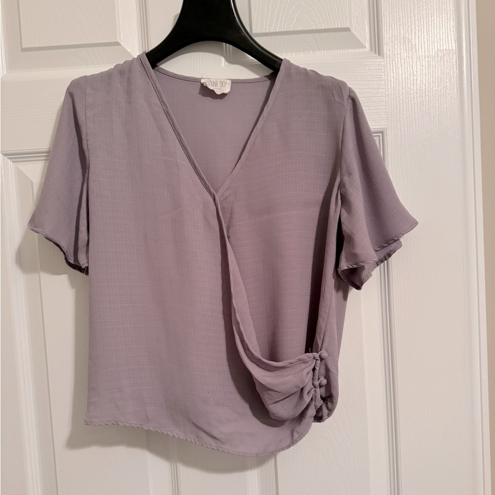 Sienna Sky Lavender Crossover Blouse.